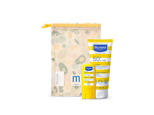 Trousse + Stick solare SPF50 + Latte solare 100ml SPF50+ - Mustela Italia - 1