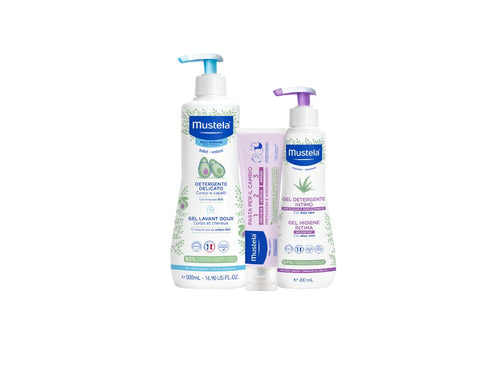 Detergente delicato 500ml + Pasta cambio 150ml + Gel detergente intimo 200ml - Mustela Italia - 1