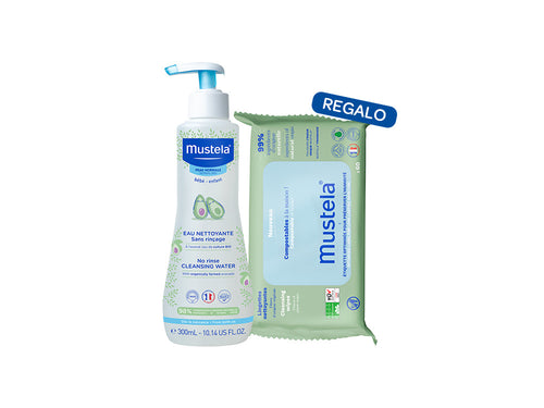 Fluido detergente senza risciacquo 300ml + Salviette compostabili profumate in omaggio - Mustela Italia - 1