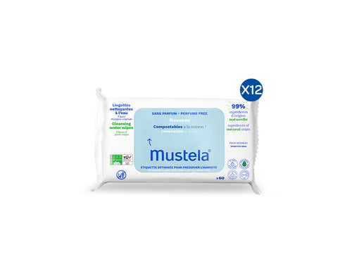 x12 Salviette compostabili all'acqua senza profumo - Mustela Italia - 1