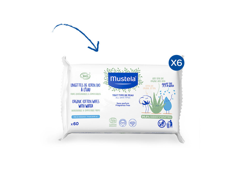x6 Salviette all'acqua in cotone certificate bio