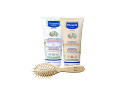 Shampoo + Balsamo nutriente e districante + Spazzola ovale capelli - Mustela Italia